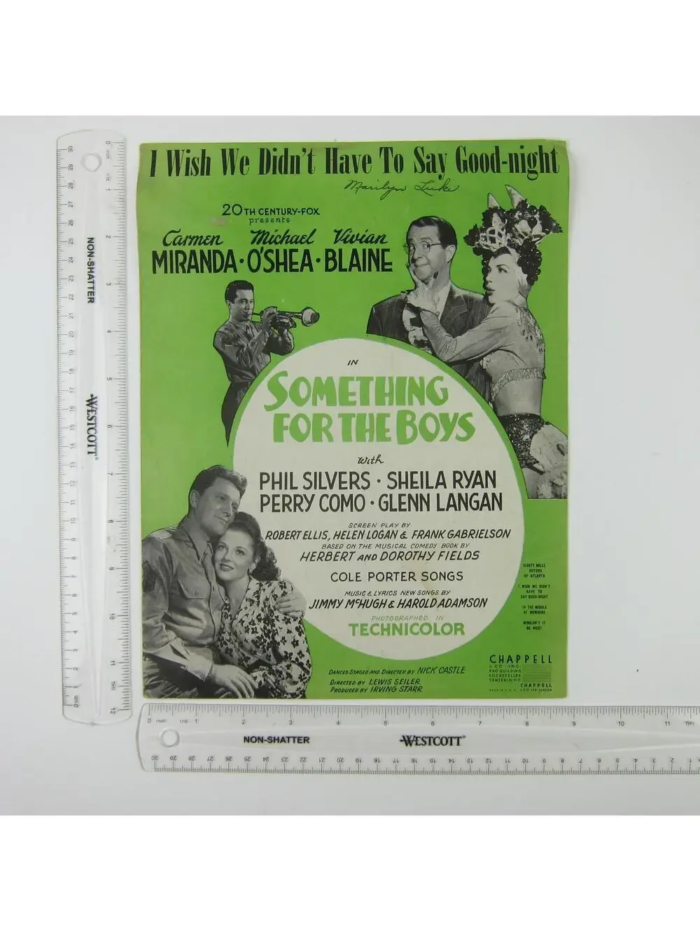Sheet Music Something For The Boys Movie Carmen Miranda Cole Porter Vintage 1944